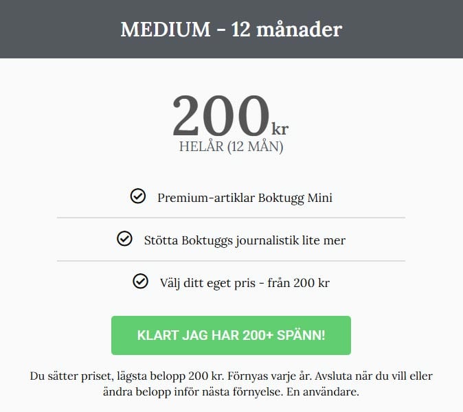 Boktugg Medium - välj din egen prenumerationsavgift från 200 kr per år!