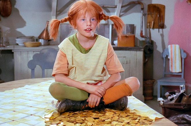 Hur stor blir budgeten för den nya filmatiseringen av Pippi Långstrump? Så här såg Pippi Långstrump ut i tv-serien från 1969. Arkivbild: SF / SVT.