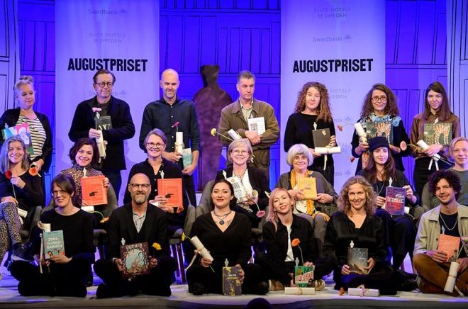 Gruppbild på de nominerade till Augustpriset 2019. Foto: Anders Wiklund/TT.