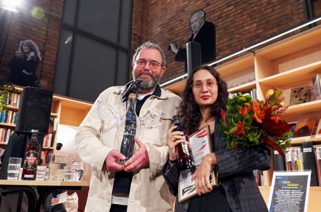 Gunnar Nirstedt och Sophia Palmén, förläggare på Nirstedt/litteratur. Foto: Stockholms stadsbibliotek.