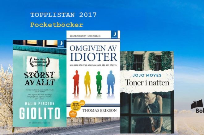 De 20 mest sålda pocketböckerna i Sverige 2017. Bakgrundsfoto: Fotolia. Montage: Boktugg