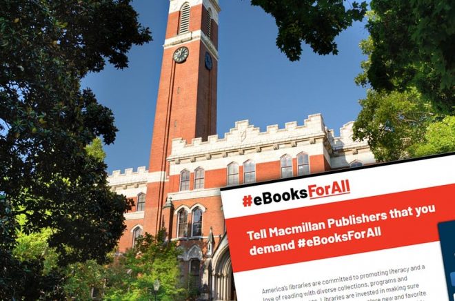 Nästa Digital Book World äger rum på Vanderbilt Unversity i Nashville. Frågan är om någon från storförlaget Macmillan är välkommen då. Foto: iStock. Montage: Boktugg.