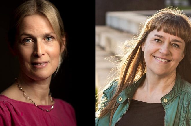 Viktoria Höglund (foto: Björn Qvarfordt) och Kerstin Bergman (foto: Andreas Gruvhammar) är två av författarna som kommer ut med deckare på Southside Stories i höst.