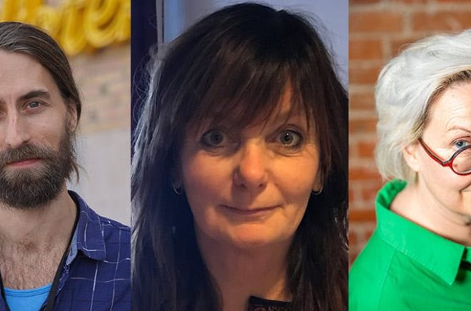 Nya juryordföranden för Augustpriset: Max Edenborg (foto Stockholms stadsbibliotek), Gunilla Kindstrand, Maria Lassén-Seger (foto Robert Seger).