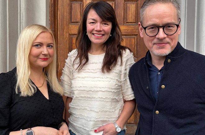 Bouq Publishing: Victoria Vatanskaja, Rebecka Leffler, Oskar Törnström. Foto: Emilia Gårdstam.