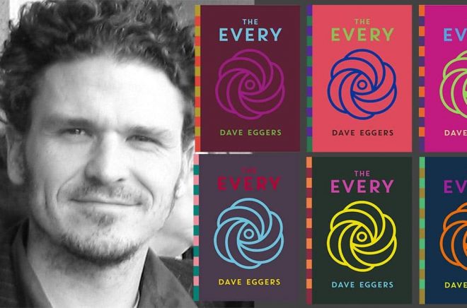 Författaren Dave Eggers ger ut inbunden bok med flera olika omslag som säljs exklusivt hos lokala indiebokhandlare. Foto: Michelle Quint. Montage: Boktugg.