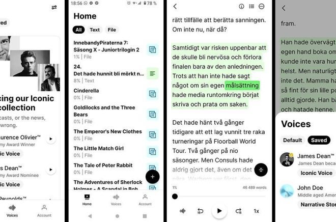 Nu är ElevenLabs Reader app tillgänglig i Sverige - och med stöd för svenska språket. Montage: Boktugg.