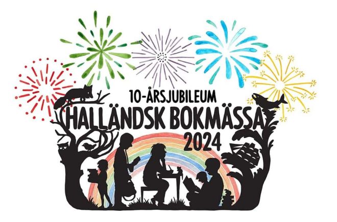 Halländsk bokmässa firar 10-årsjubileum 2024. Illustration av Frida Talik. Pressbild.