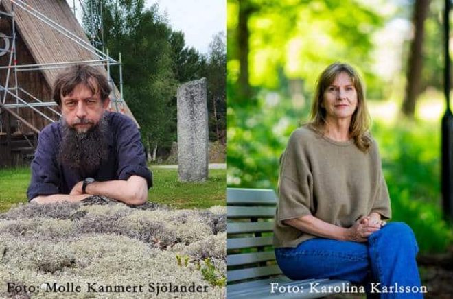Svenska Akademien har tilldelat Jonathan Morén och Linda Östergaard sitt översättarpris för år 2024.  Pressbilder.